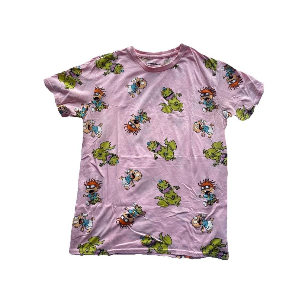 Nickelodeon Cartoon Graphic T-Shirt Size M RUGRATS Reptar Chuckie Tommy PINK - Picture 1 of 5